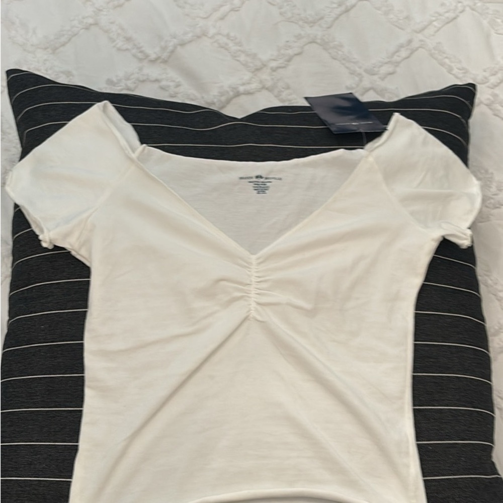Brandy Melville Cream Ruched Blouse